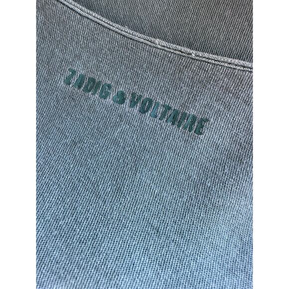 Zadig & Voltaire Tunisien MC Patch Skull Cotton Tee Shirt green/teal sz S - Picture 4 of 4